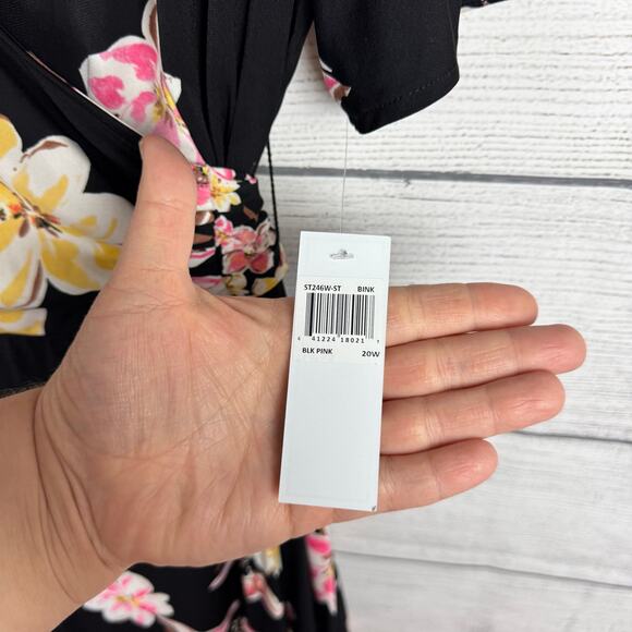 Donna Morgan Plus Size Sheriden Faux Wrap Floral Spring Dress Size 20W - Picture 5 of 10